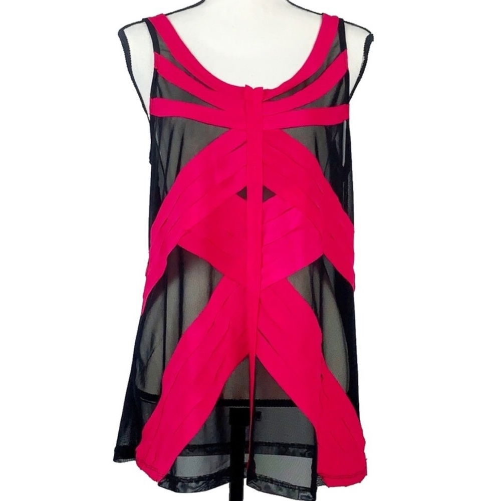 Urban Outfitters Pink Black Sheer Tank Top